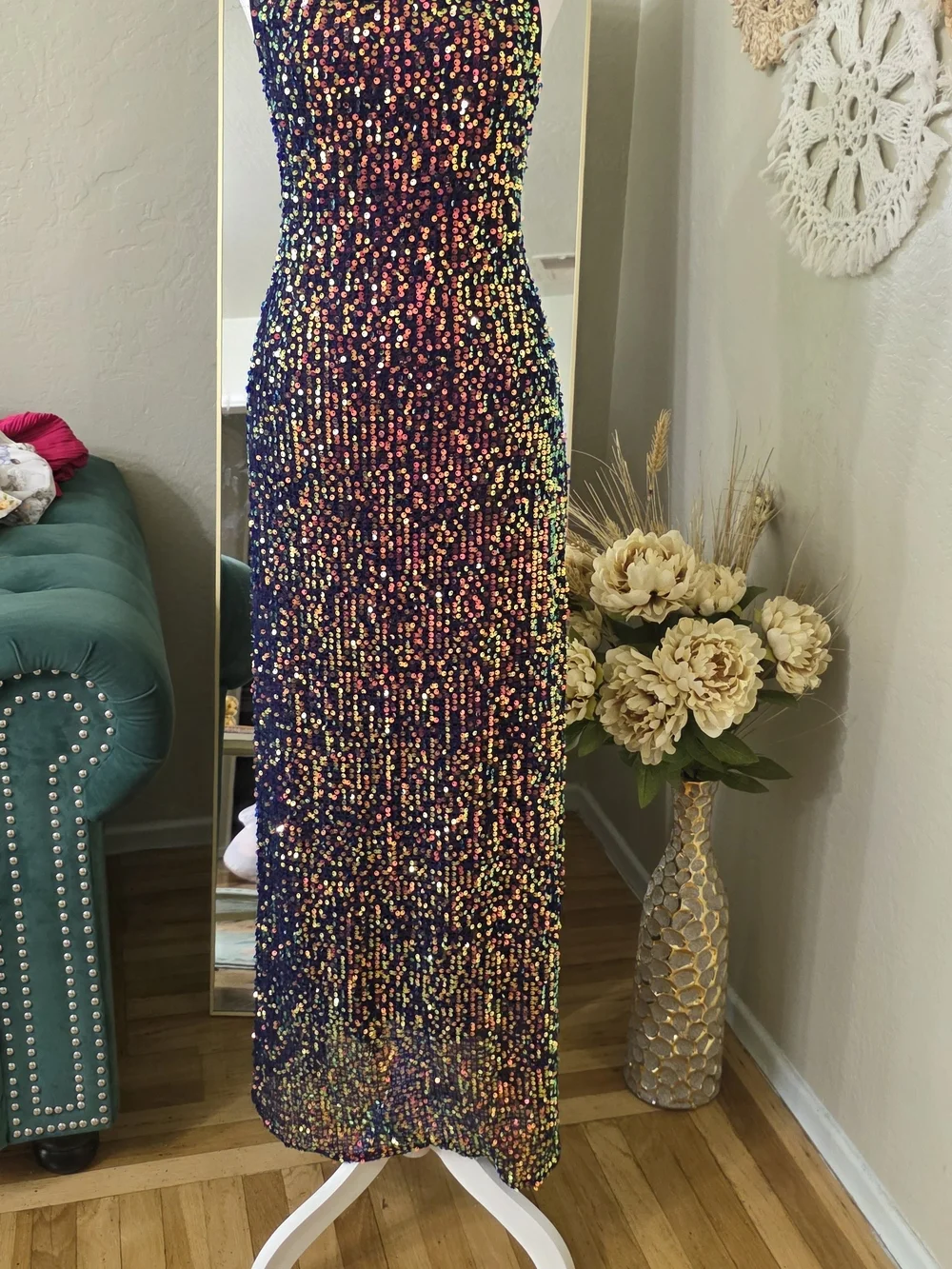 wild fable Black Iridescent Sequin Strapless Slip Dress